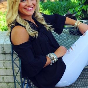 Cold shoulder black top